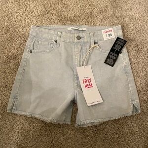 Celebrity Pink Soft Blue Frayed Hem Shorts